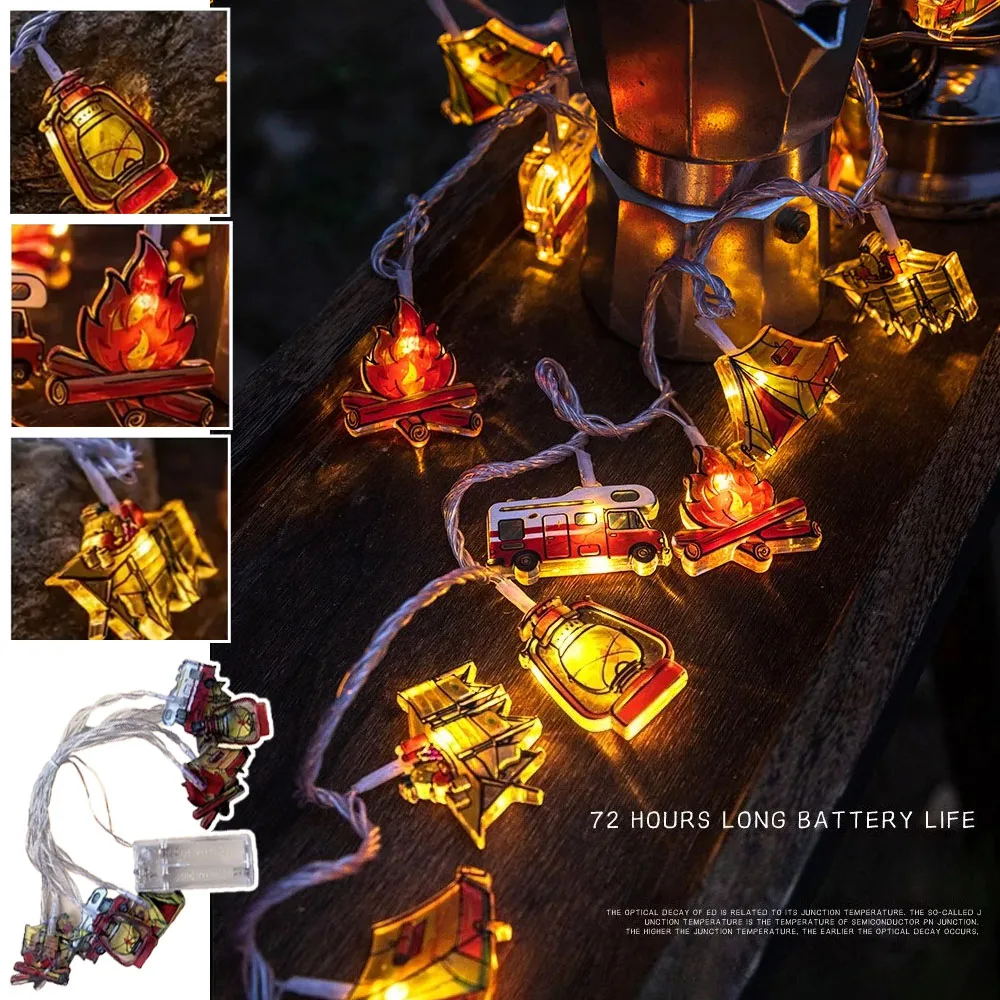 1PC Camping Shape Atmosphere Decorative Fairy Lamp LED Camping Pattern String Lights for Outdoor Camping Home Garden Yard Decor