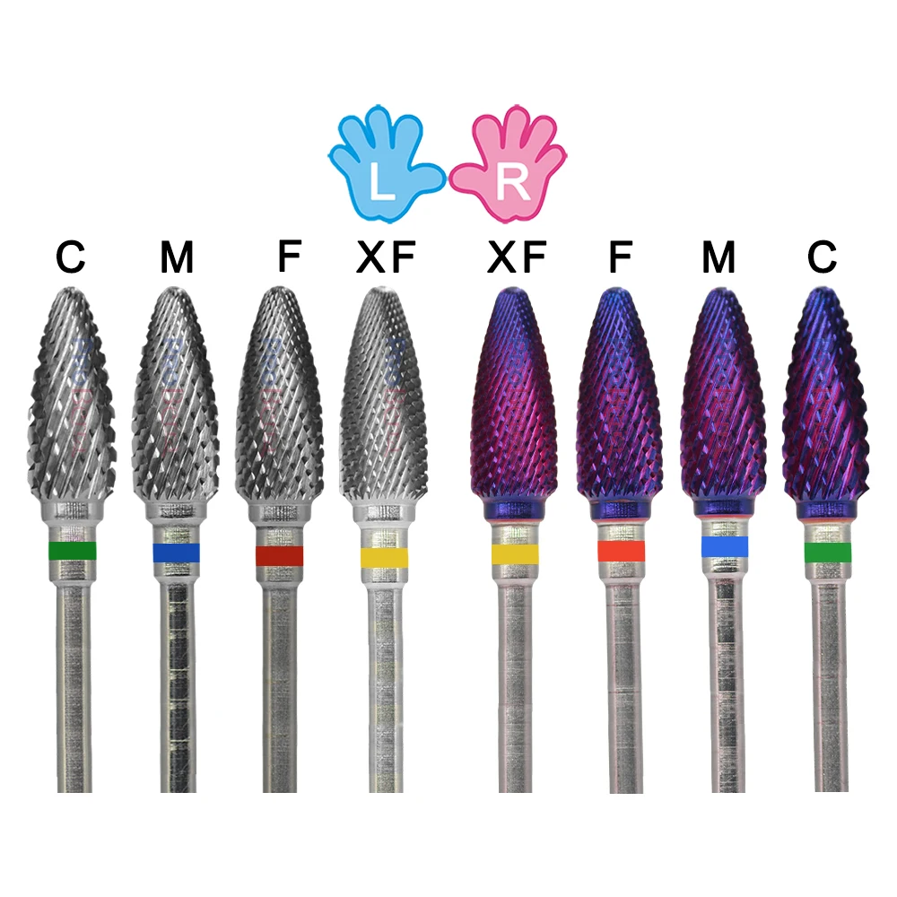 RolinStar Carbide Long Shank 2 Way Flame Nails Accessories Remove Gel Removel Varnish Nail Drill Bit