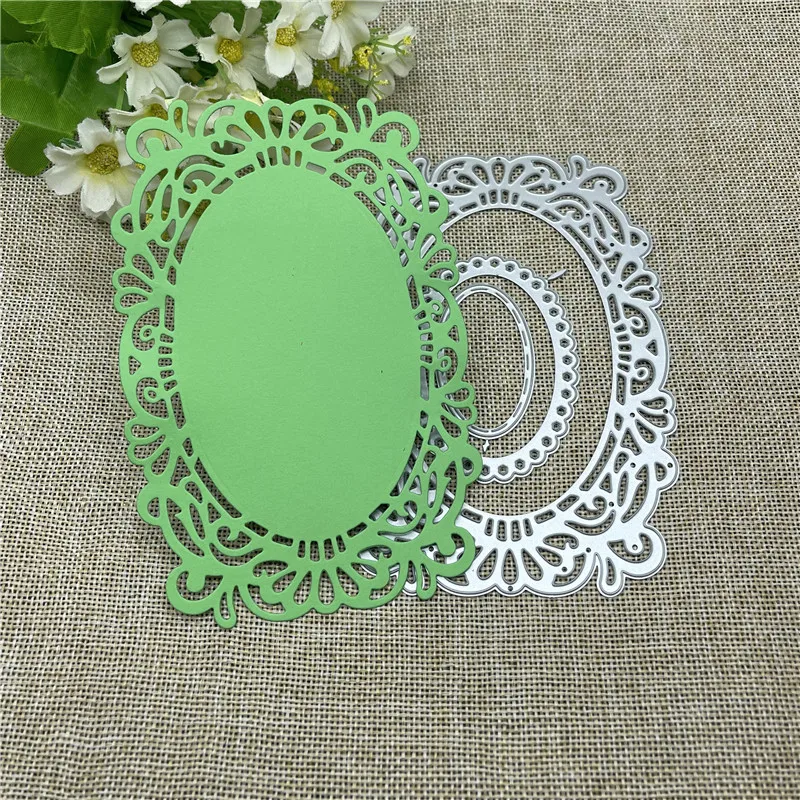 Photo frame lace Metal cutting dies  mold Round hole label tag Scrapbook paper craft knife mould blade punch stencils dies