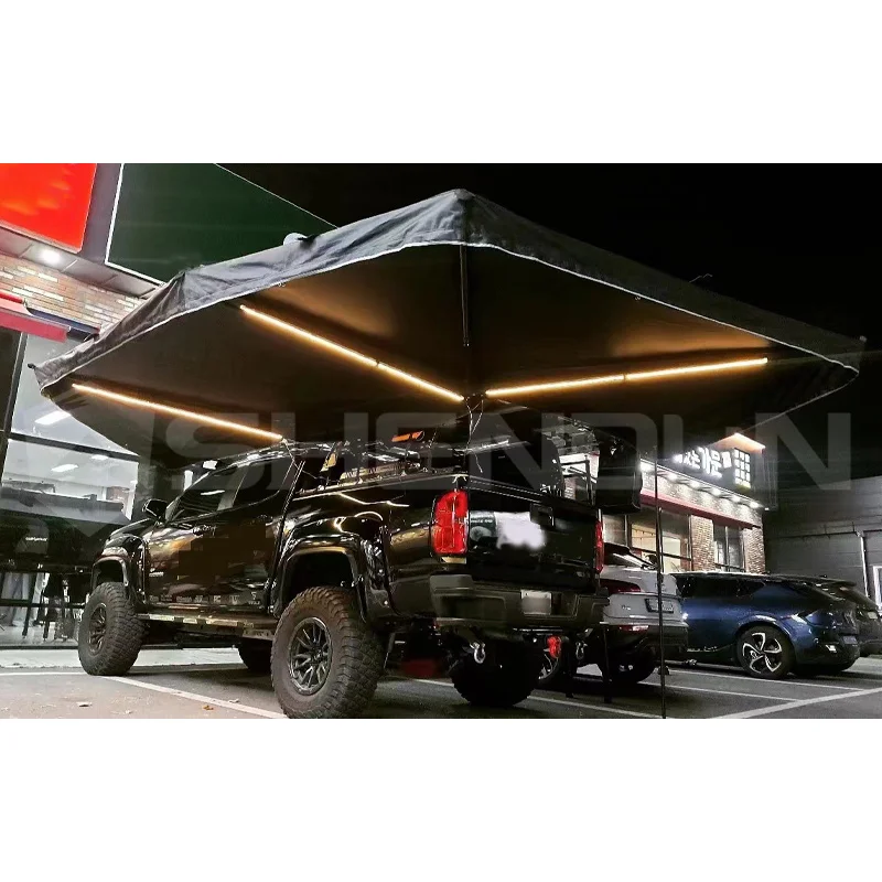 360 Car Awning,2.5M Outdoor Camping 270 Degree Awning Free Standing Family Travelling Car Side Freestanding,With Led Light