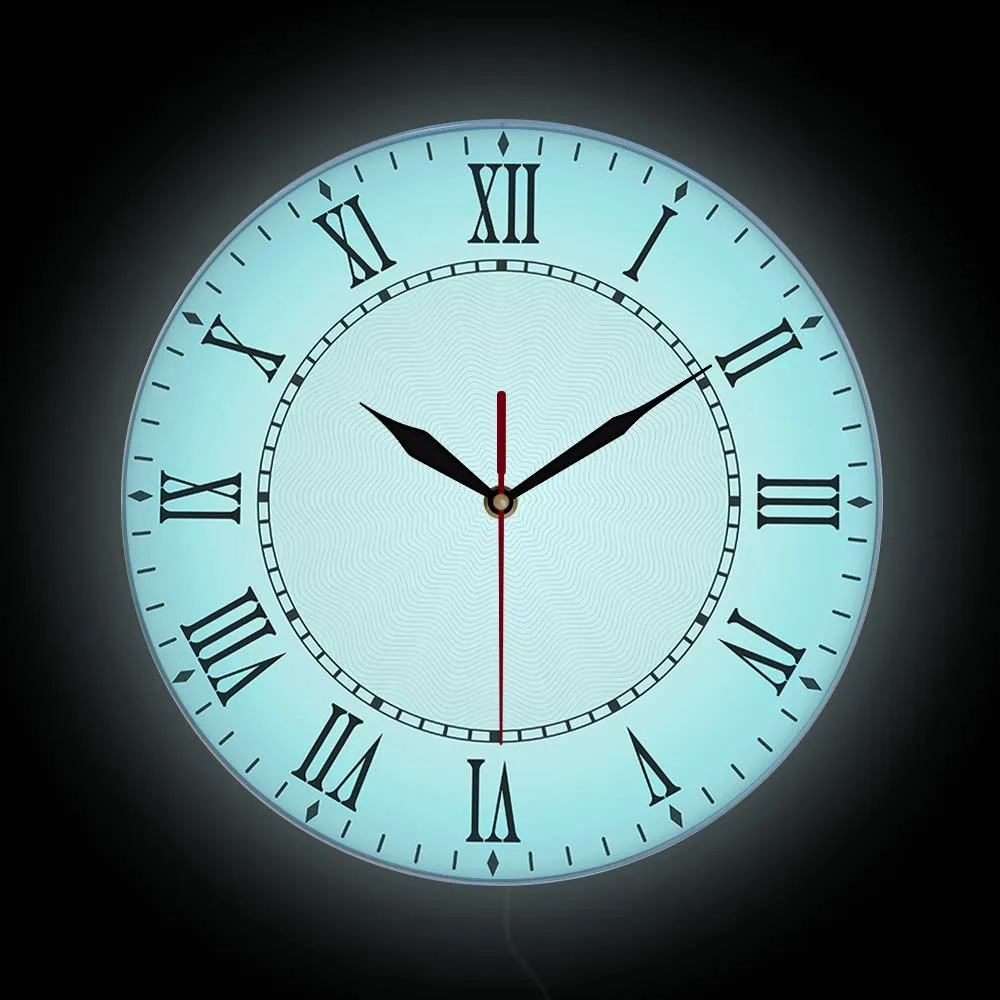 Vintage Roman Numerals Wall Clock With LED Backlight Home Decor Nightlight Luminous Wall Clock Silent Quartz Clock Glow in Dark