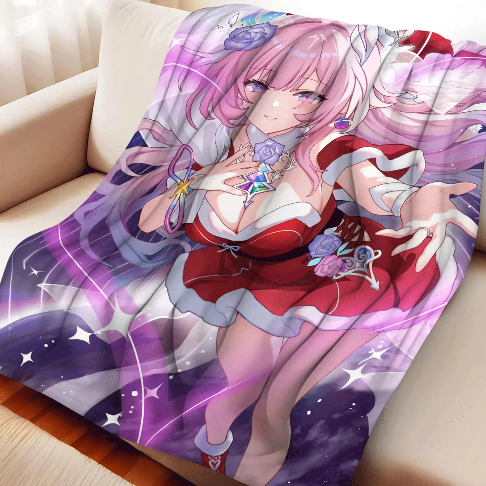 Honkai Star Rail Flannel Art Blanket Sofa Bed Office Cover Four Season Soft Fluffy Quilt Blanket Flannel Throw