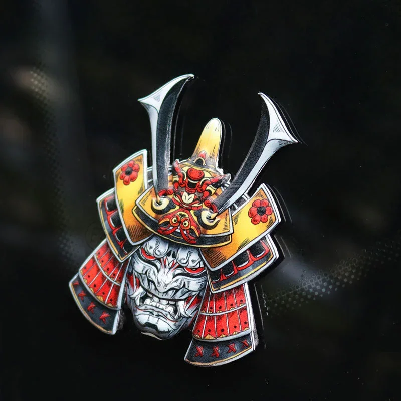 Aluminum Alloy Japanese Oni Samurai Hannya Emblem Sticker Fashion Devil Death for Car Motorcycle Decoration Styling