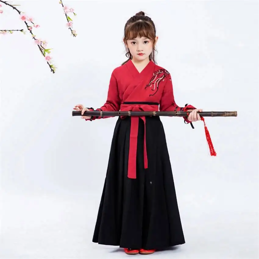 Traditional Cosutume Kids Japanese Style Kimono Baby Girl Boy Yukata Samurai Costume Embroidery Crane Haori Robe Party