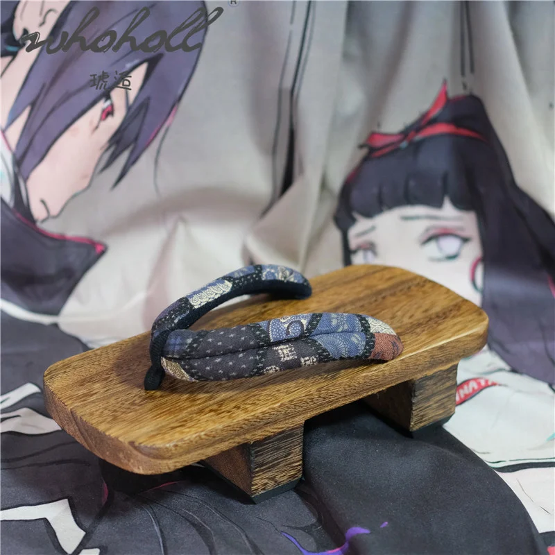 WHOHOLL  Japanese Clogs Slippers Wood Geta Summer Slippers For Man Women Couples Platform Flip Flops Samurai Cosplay Shoes 48