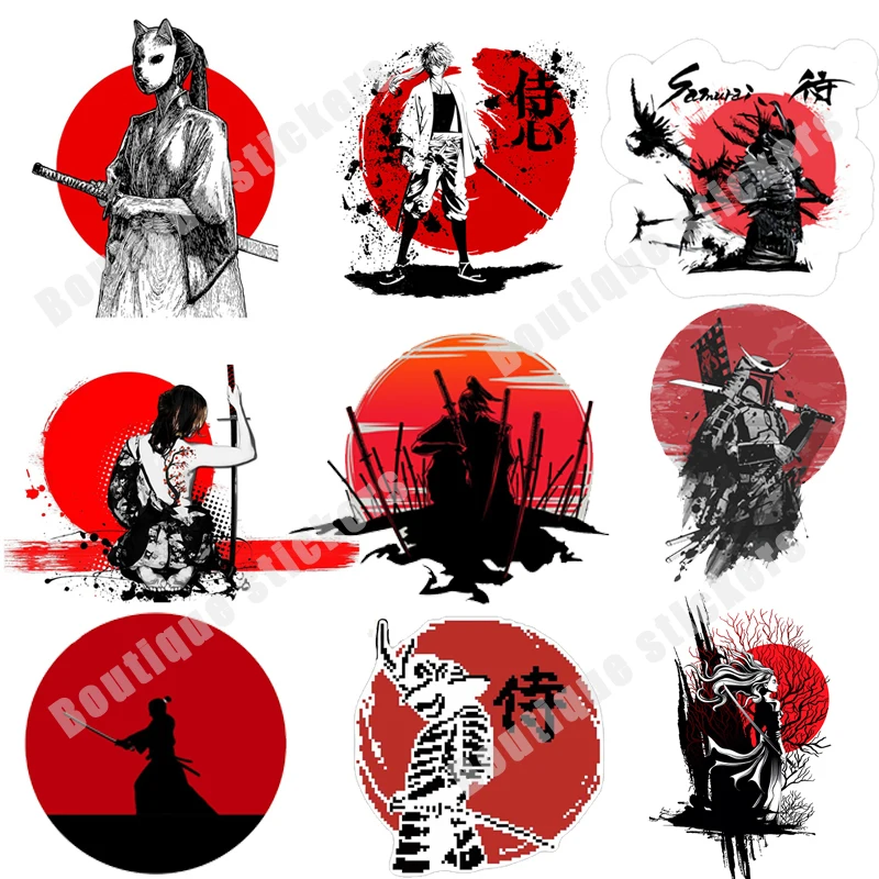 Japanese Samurai Culture Ninja Katana Samurai PVC Vinyl Waterproof Sticker Sticker Suitable for Motorcycle Car Truck RV Helmet