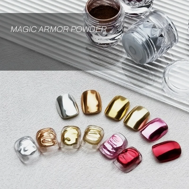 7 Colors Champagne Chrome Nail Powder Metallic Rubbing Dust Gel Polish Mirror Effect Gelatin Powder Manicure Decor Nail Art