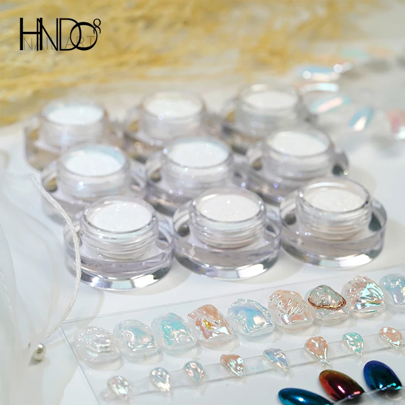 HNDO 13 Color Aurora Moonlight Nail Powder Chameleon Glitter Pigment Dust Mirror Effect for Profession Manicure Nail Art Design