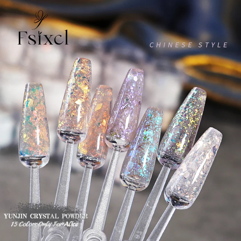 FSIXCL 15 Color Colorful Dipping Acrylic Powder Flakes Nail Art Design Glitter for Gel Polish Professional Manicure Pigment Dust