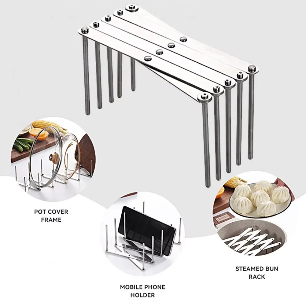 Expandable Stainless Steel Multifunctional Storage Rack For Kitchen Cabinets Storing Pot Lids Cutting Boards Shovels Racks ﻿