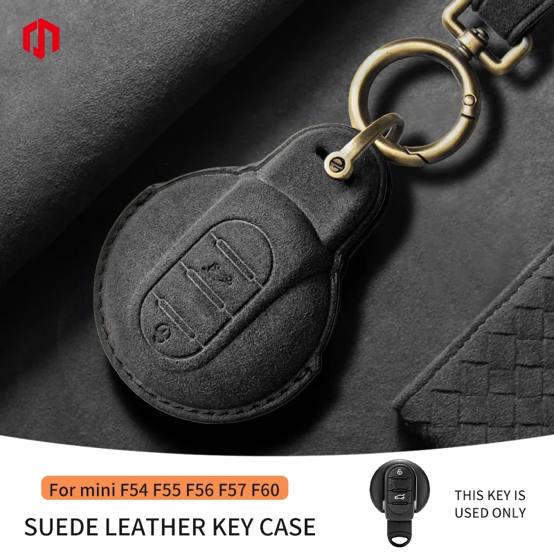 Suede Leather Car Key Case Cover Holder For BMW MINI Cooper S F56 F55 F57 F54 F60 Clubman Countryman Keychain Auto Accessories