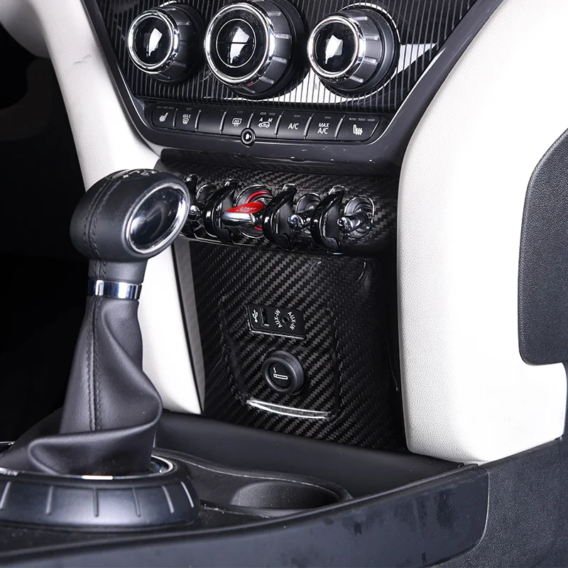 For Mini Cooper Countryman F60 Accessories Carbon Fiber Car Cigarette Lighter Panel Frame Interior Decorative Trim Sticker