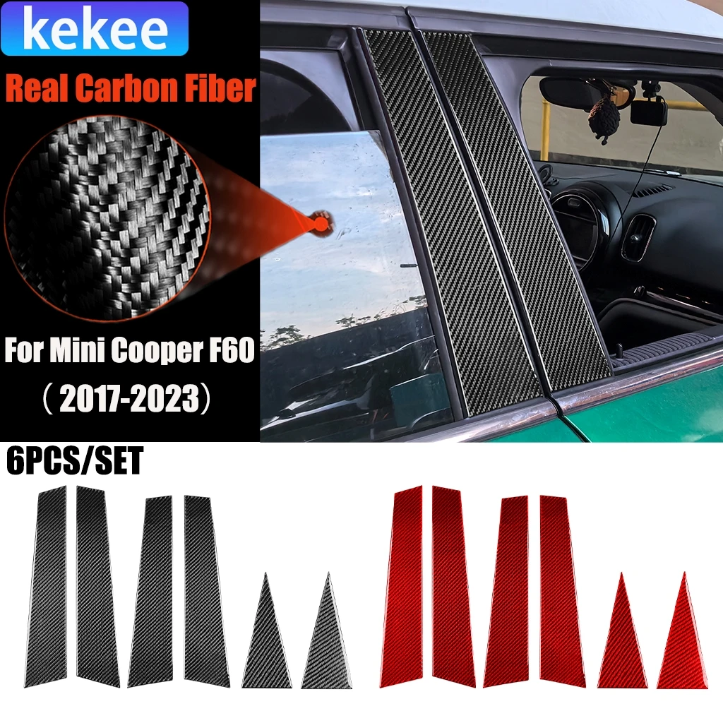 Carbon Fiber Car Accessories B-pillar Panel Modified Exterior Trim Cover Soft Sticker For Mini Cooper F60 Countryman 2017-2023