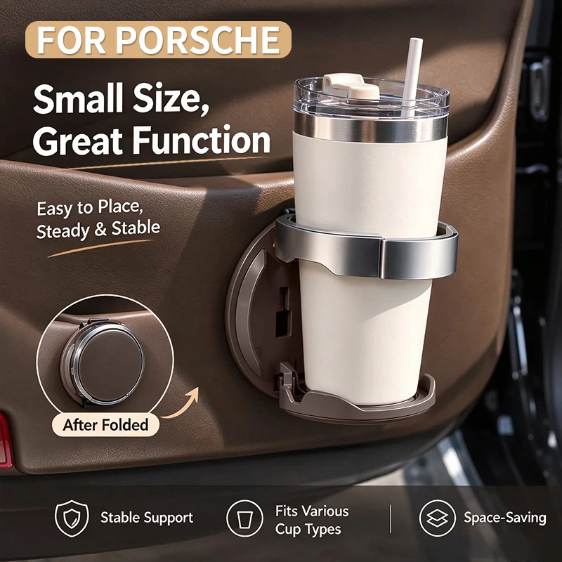 For Porsche Macan Cayenne 911 Panamera 718 982 981 Taycan Luxury Car Interior Multifunctional Car Door Cup Storage Holder