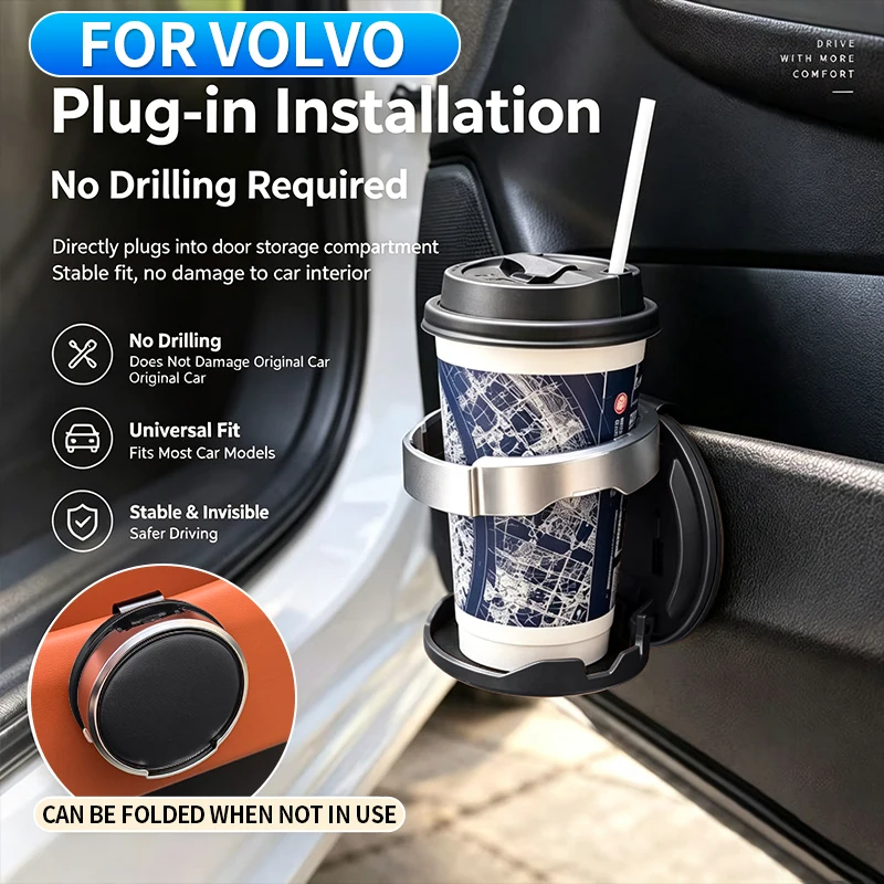 For Volvo XC60 XC40 EX30 XC90 V60 Wagon S60 C40 Recharge V90 in-car multifunctional car door cup and beverage storage cup holder