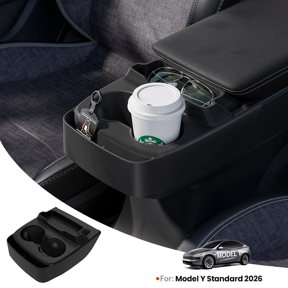 YZ for Tesla Model Y Standard RWD AWD 2025 2026 Cup Holder Insert with Sunglasses Storage Tray Center Console Organizer Tray