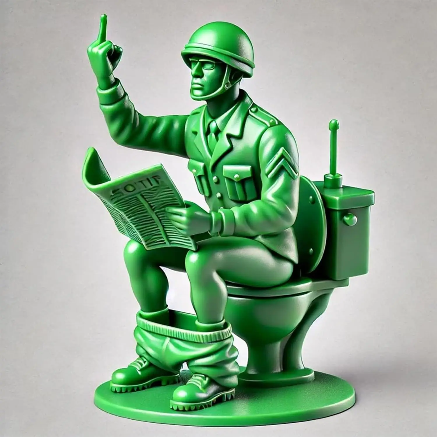 Funny Green Army Men Toilet Figurine - Military Soldier Prank Gift, Humorous Bathroom Decor, U.S. Army Joke Ornament