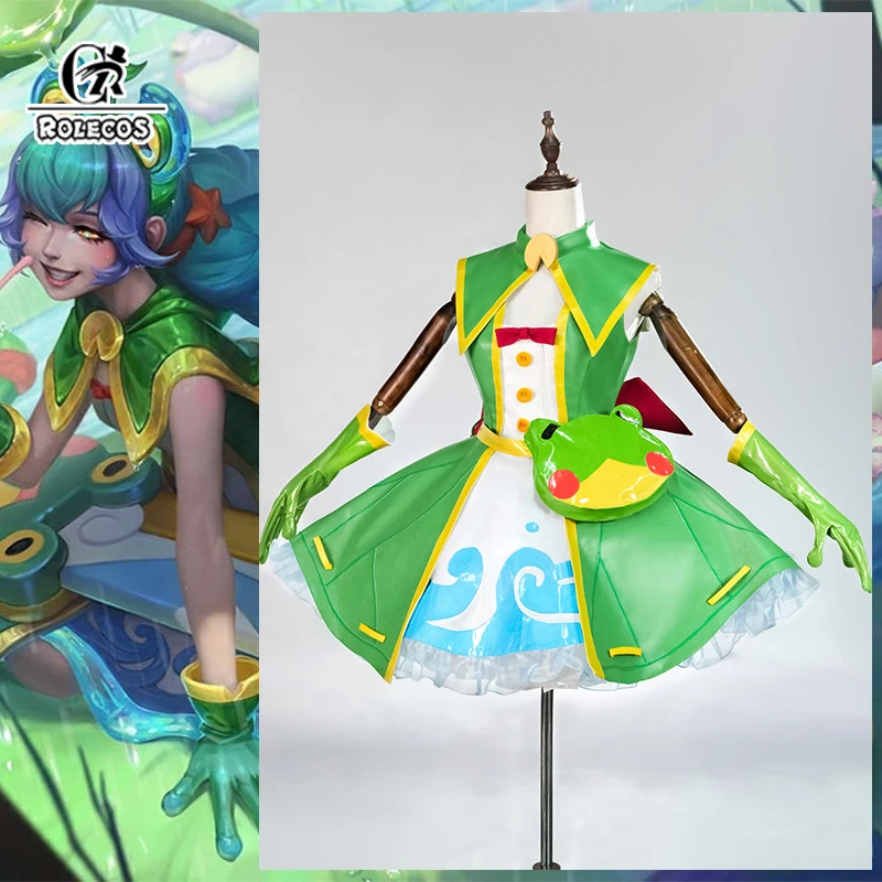 ROLECOS Game LOL Rain Shepherd Gwen Cosplay Costume Green Women Humorous Style Dress Halloween Role Play Outfit New Skin