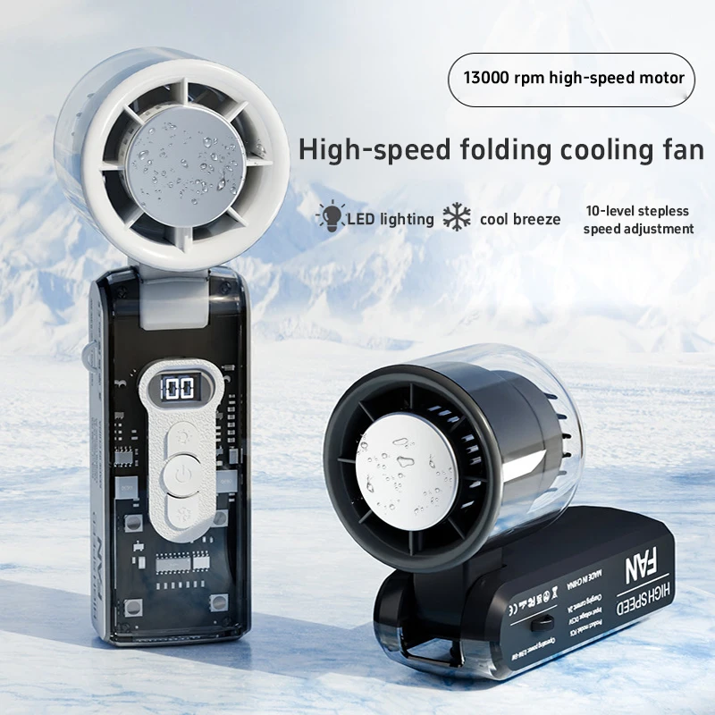 C9 Foldable Portable Handheld Fan Ice Cool Adjustable Wind Speed Of High-speed Turbo For Long Battery Life Outdoor Cool