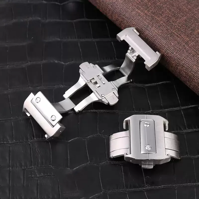high quality 18mm 21mm Watch Buckle 316L Stainless Steel Butterfly  Fold Buckle Clasp for Cartier Santos 100 Series