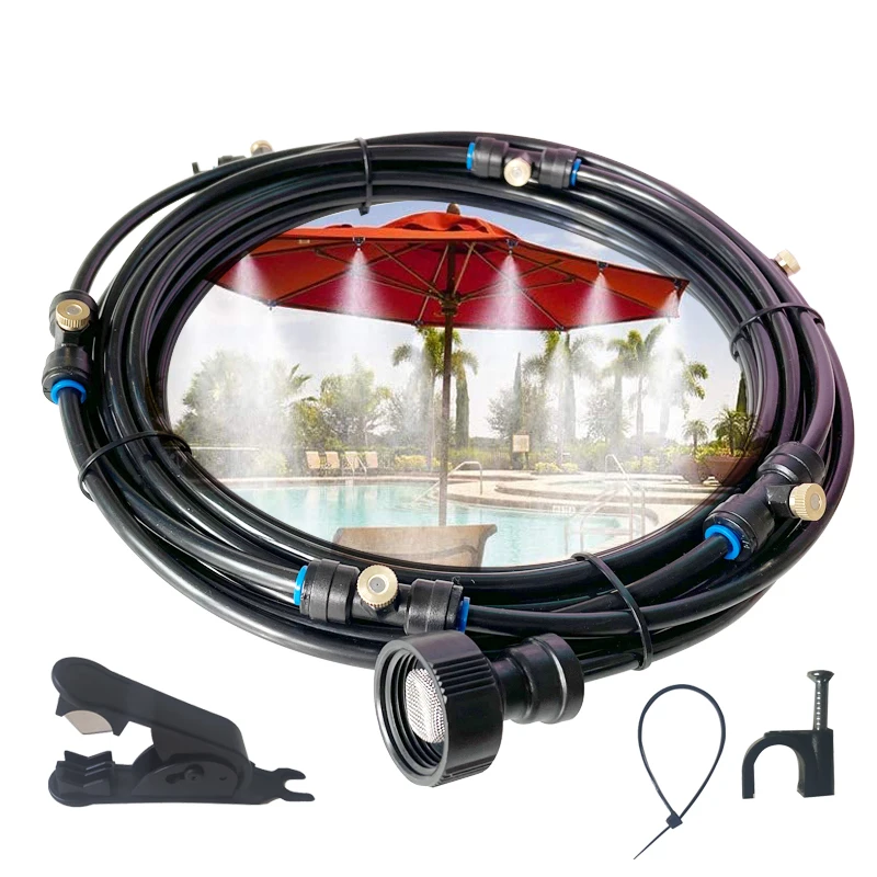 DIY Misters Outside Patio 50FT Misting Cooling System Kit For Fan Umbrella Deck Canopy Pool Garden,Greenhouse Yard Waterpark