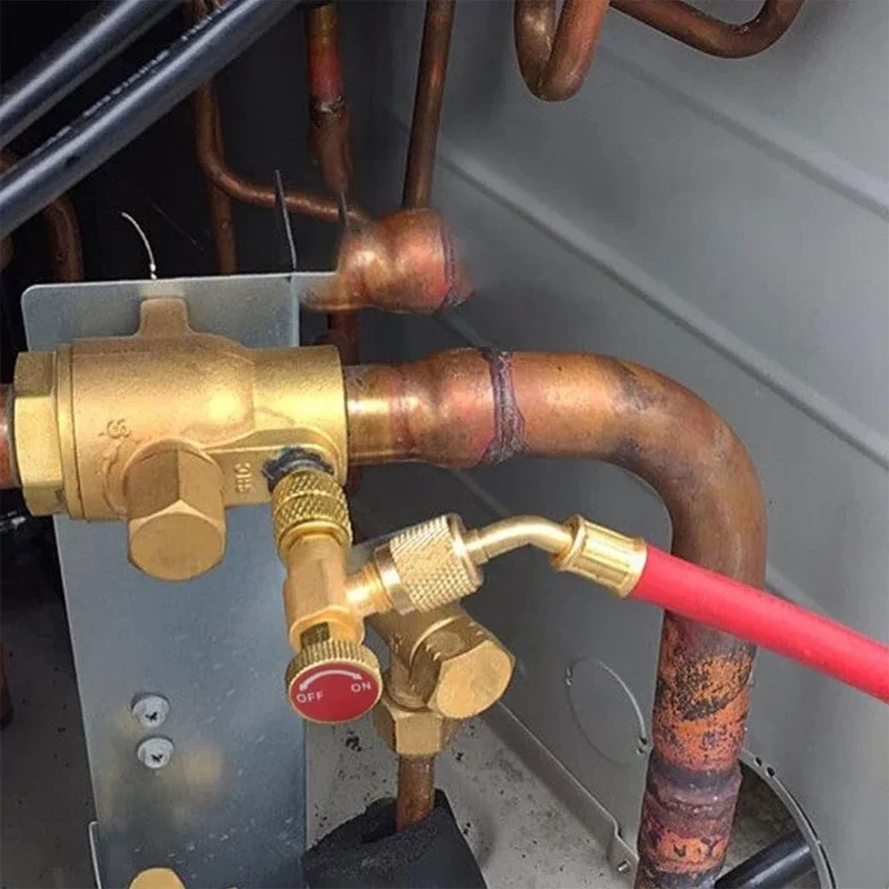 2 Pieces R410 R22 Air Conditioning Refrigerant Safety Valves 1/4inch Refrigeration Charging Safety Liquid Adapter Repair Tool