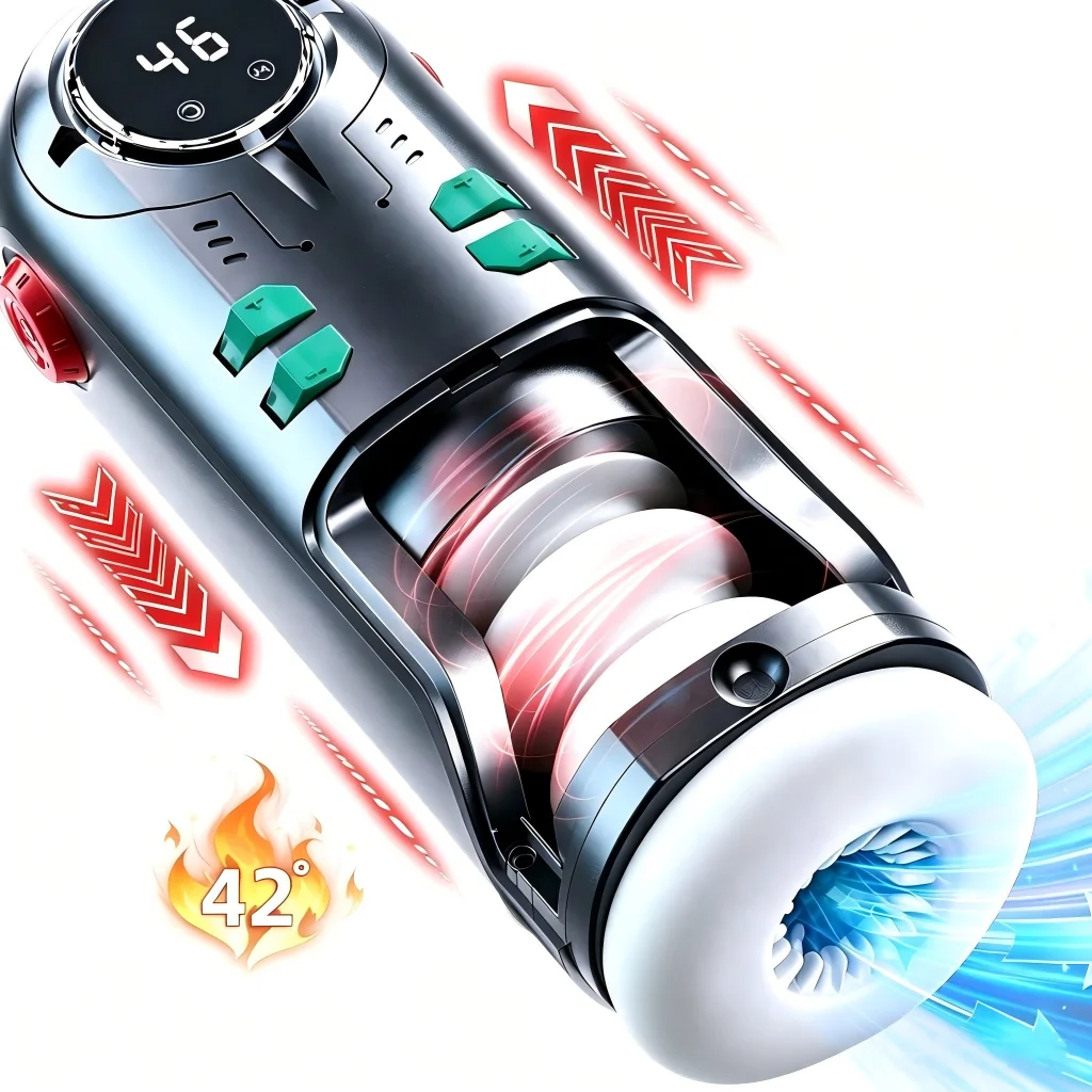 Automatic Telescopic Male Masturbation Cup Heated Pocket Pussy with Sucking Function Adult Sex Toy for Men Realistic Blowjob Exp