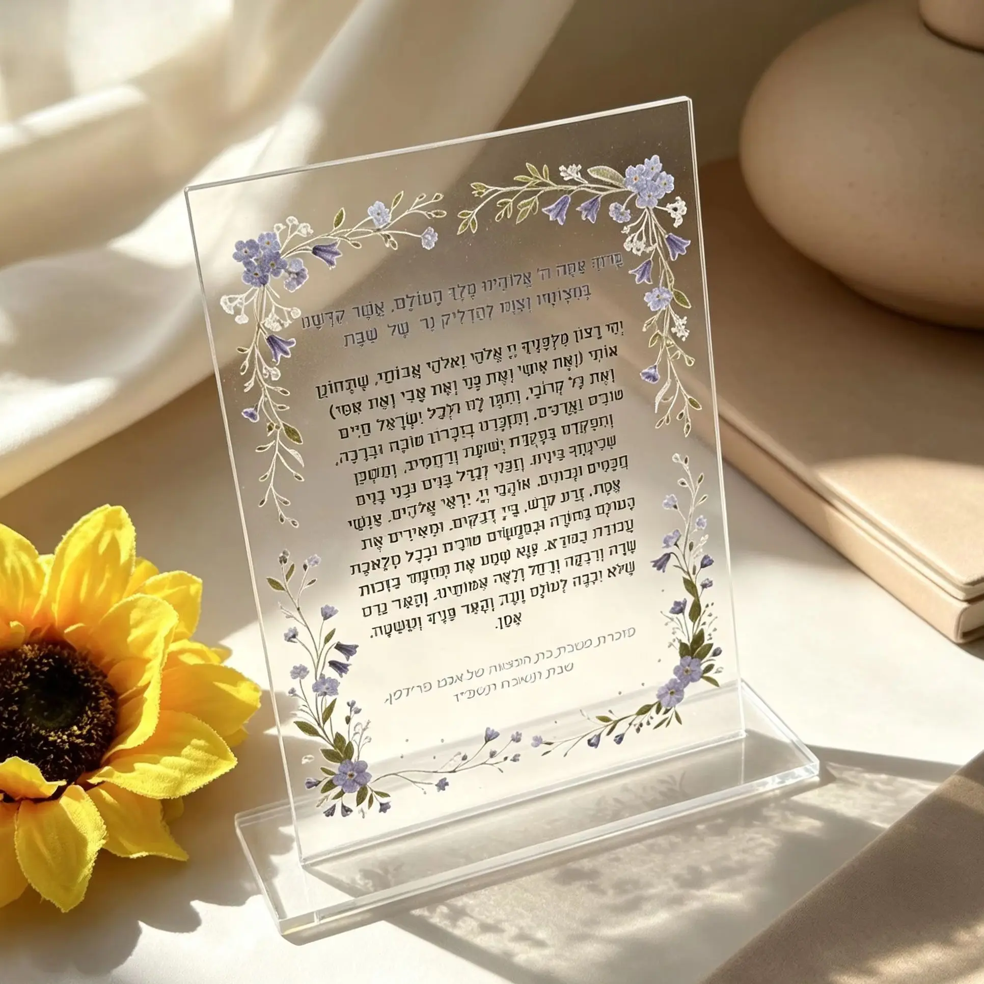 Custom 10Pcs Hebrew Blessing Acrylic Cards,Personalized Jewish Prayer Invitations for Wedding & Bar Mitzvah,Party Favors Decor