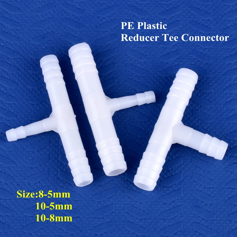 5~500pcs 10-5mm PE Reducer Tee Connector Aquarium Tank Air Pump Hose Pagoda Joint Drip Irrigation Garden Water Pipe Connector