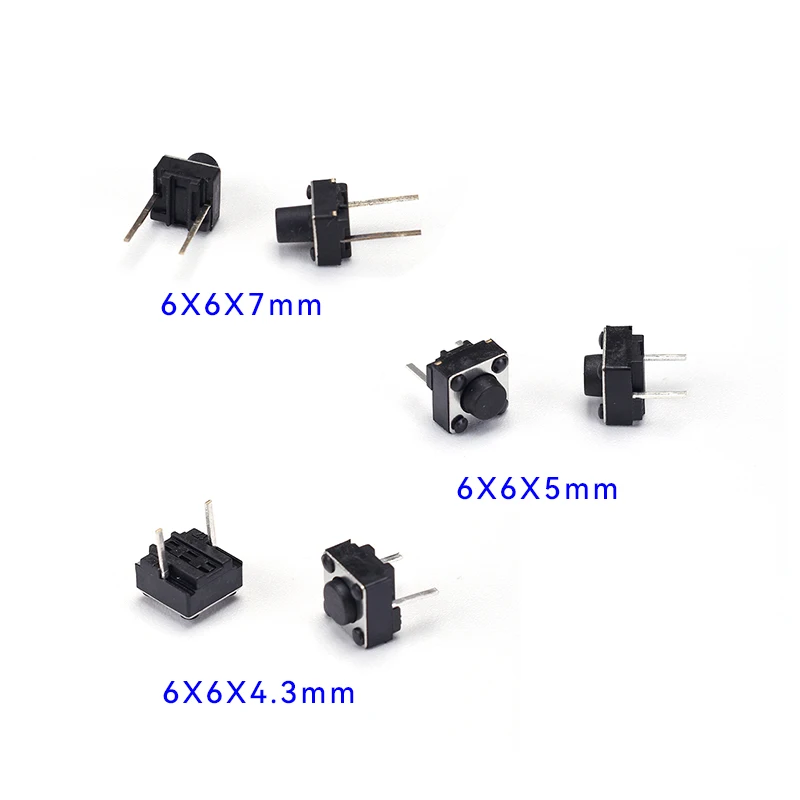 20PCS Micro Touch Tactile Push Button Switches 6*6*7 6*6*5 6*6*4.3MM Two-Legged 7MM 5MM 4.3MM Sizes for Electronic Compon