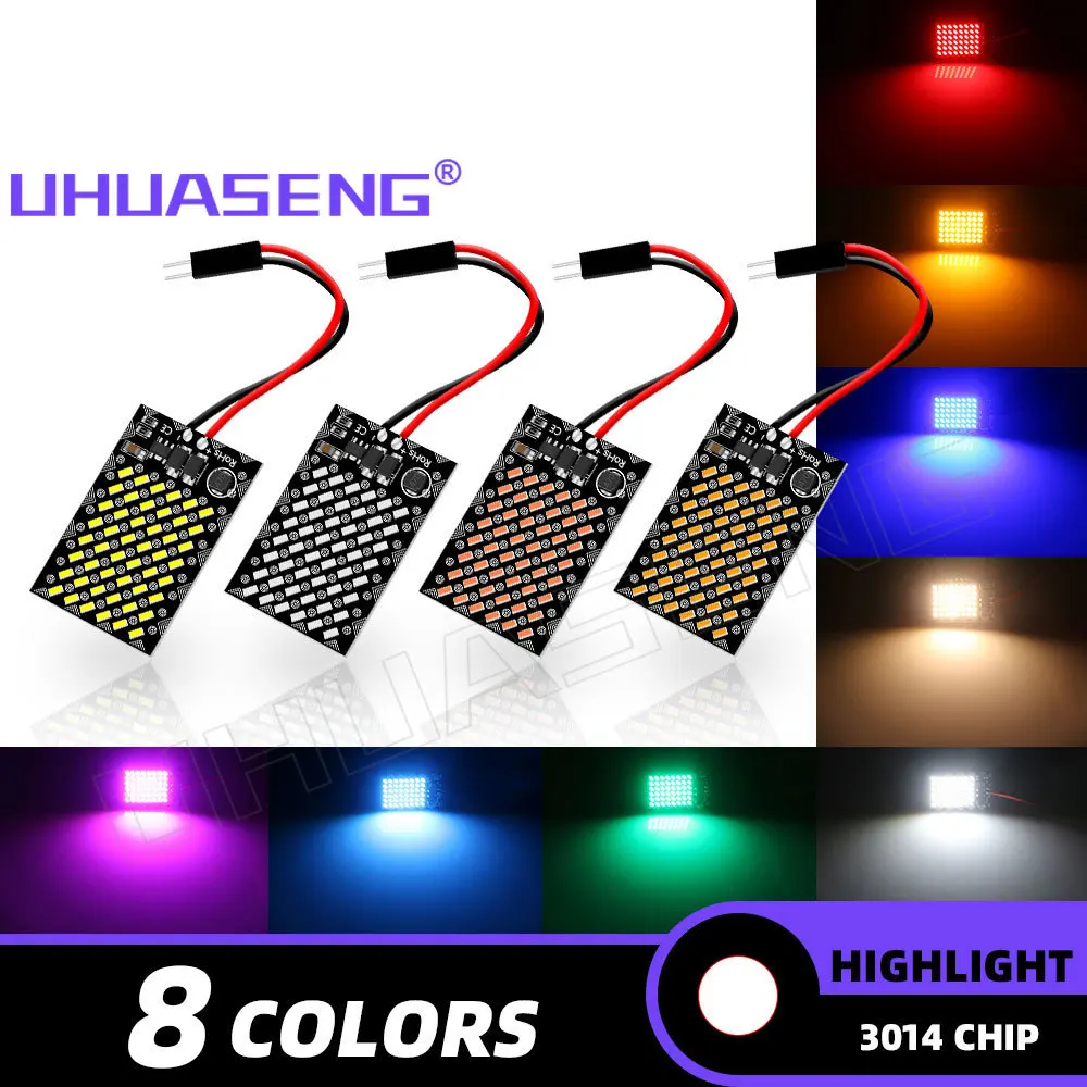 UHUASENG 2PCS 12V-24V 48SMD Led Dome Light Panel C5W C10W T10 BA9S 31 mm  Festoon W5W T4W 36mm 39mm 41mm 28mm 31mm Car Lamp Bulb