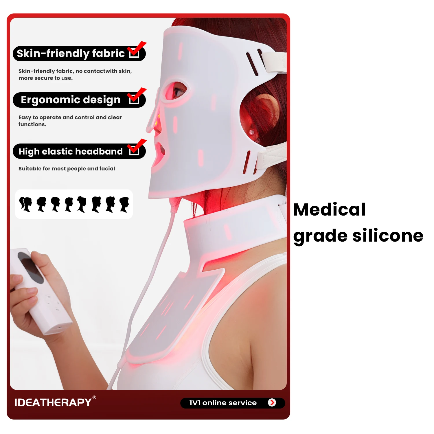 New Ideatherapy Medical Grade 510K Red Facial 3 Color Mask  Light Therapy Face Beauty Product Machine Led Lamp