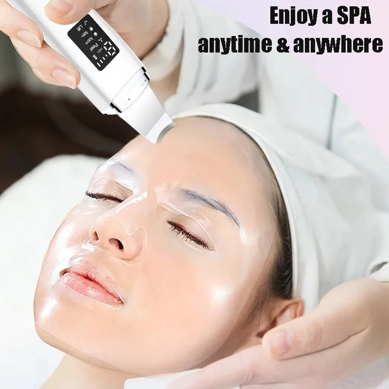 New Ultrasonic Skin Spatula EMS Positive Negative Ion Facial Blackhead Remove Color light Skin Lift Firm Extraction Scrubber