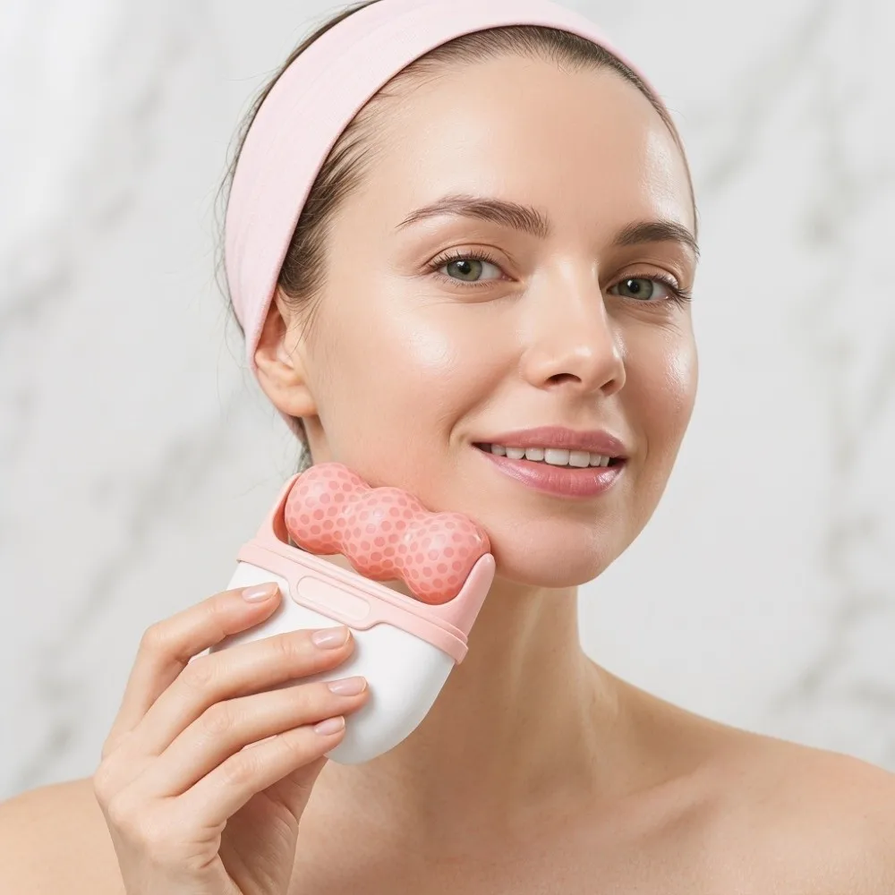 Double Head Ice Roller for Face Blue Pink Purple Green Reusable Beauty Skin Lifting Tool W/V Shaped Skin Tightening
