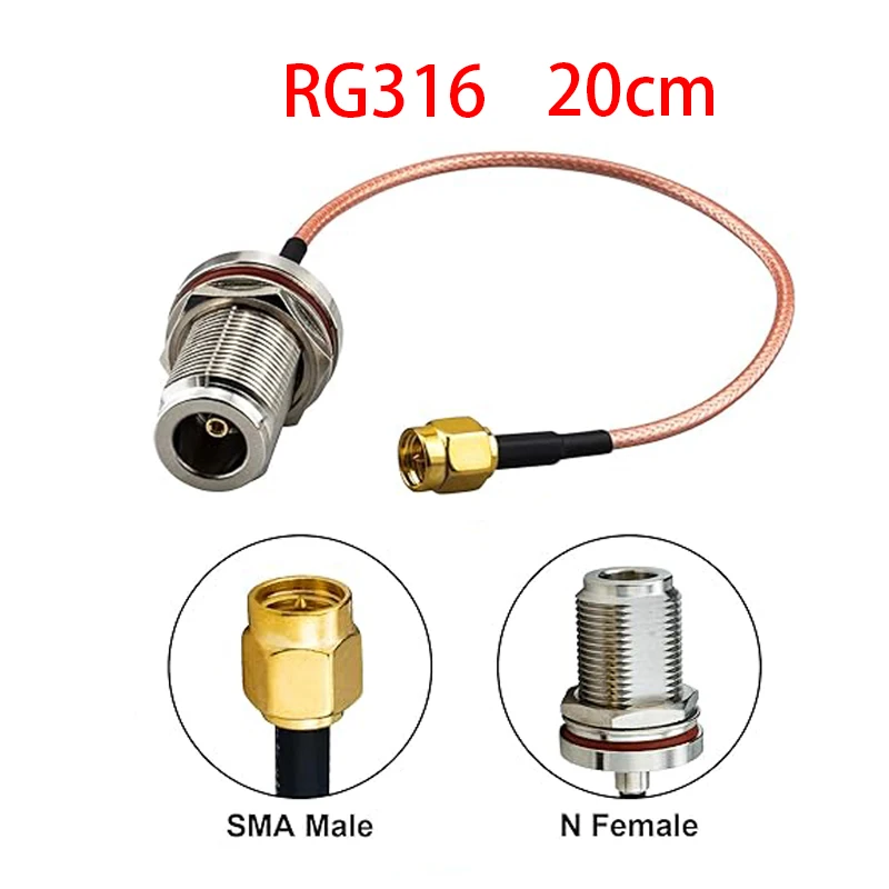 SMA Male to N-Type Female RF Coaxial Adapter 20cm 7.8-Inch SMA to N Coaxial Connector Cable for Router Antenna Wireless Adapter