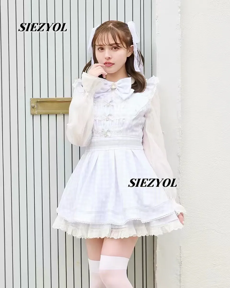2026 New Liz Lolita Dress Two Piece Set Japanese Style Sweet Cute Girls Bow High Waist Plaid Dress and Shorts Outfits Clothes