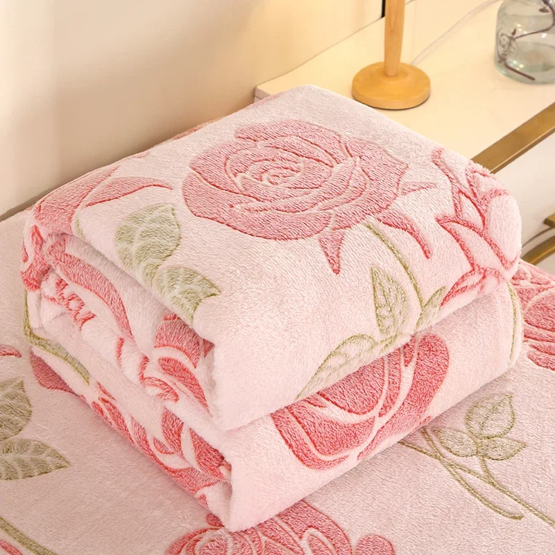 New Snowflake Fleece Warm Throw Blanket Flannel Fall Winter Warmth Bed Sheets Single Double Blanket for Sofa Knee Blankets Shawl
