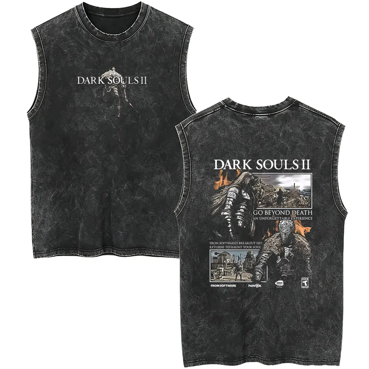 Washed Vintage Game Dark Souls Merch Tank Tops Men Women Retro Gothic Rock Sleeveless Vest Male Fashion Punk Oversized T Shirts