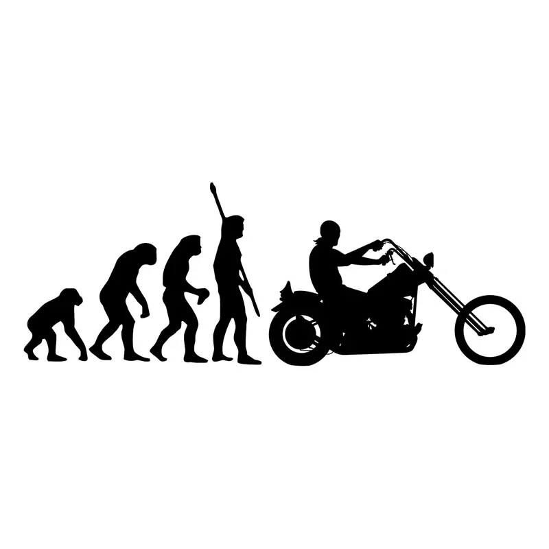 Fashion Human Evolution Motorcycle Car Stickers Fun Reflective Waterproof and Sunscreen Vinyl Decals,19CM*10CM