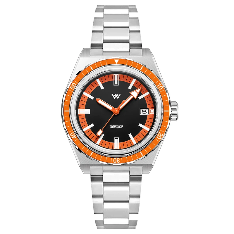 WM Watch Automatic Mechanical Watches NH35 Anti-reflective 200 Water Resistant Glass Bezel Sapphire Welly Merck Watch WM194
