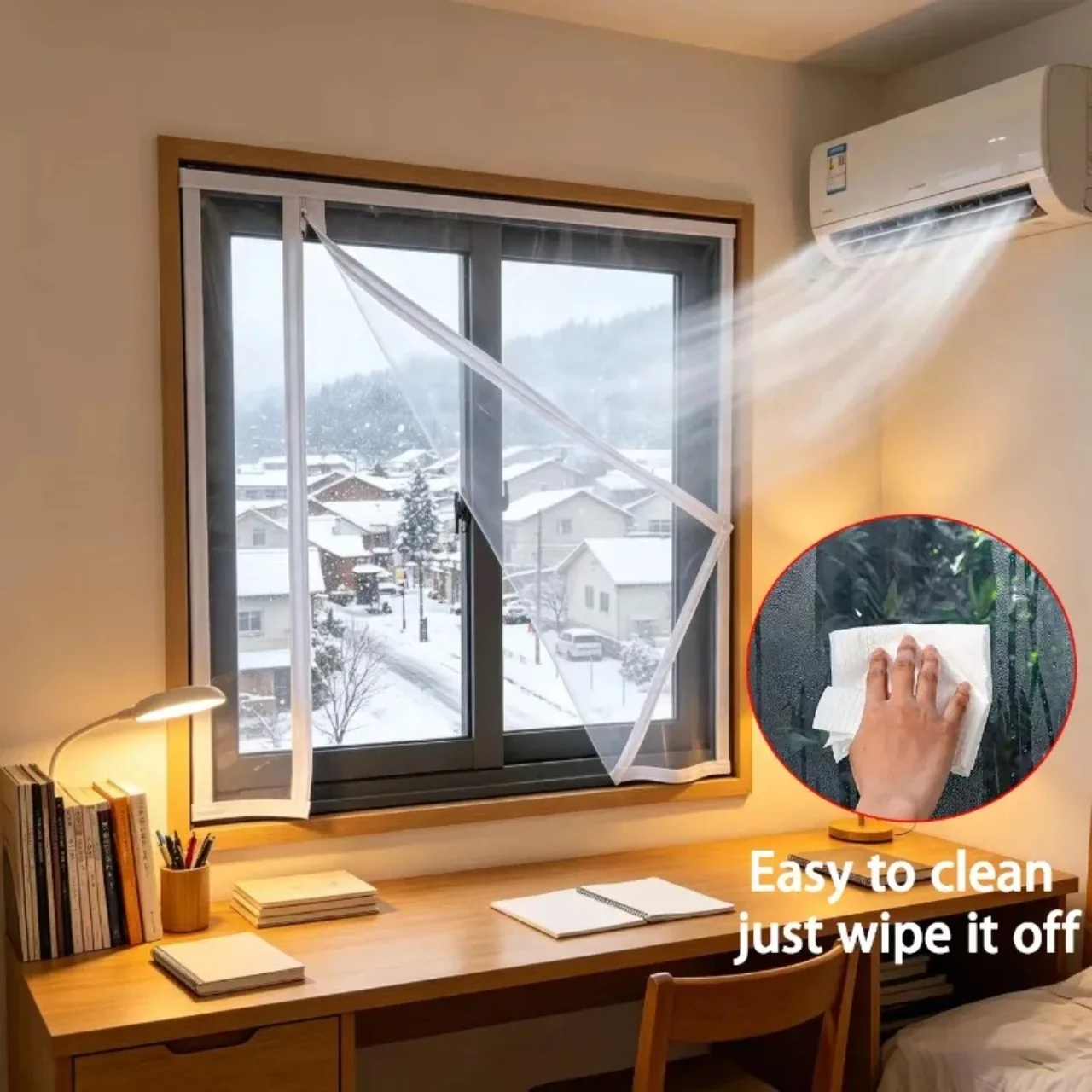 White Edged Side Opening Cold Proof and Insulated Curtains Are Essential for Winter Homes To Prevent Window Air Leakage