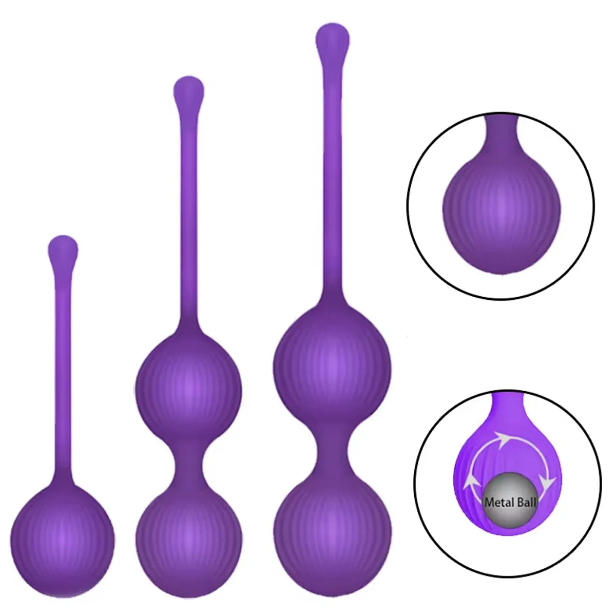 Silicone Kegel Balls for Women, Ben Wa Ball Pelvic Floor Trainer Set with Weighted Steel Balls, Tightening Exercise Kit