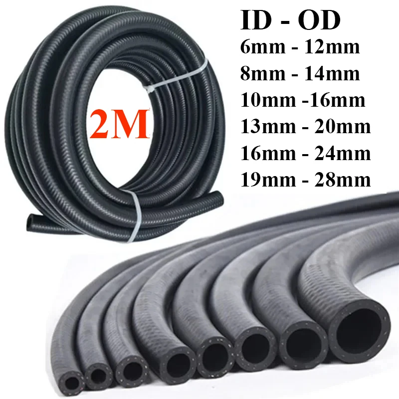 2 Meters NBR Petrol Diesel Oil Resistant Rubber Car Tube Hose 6 8 10 13 16 19mm Diameter Flexible High Pressure Automobile Pipe