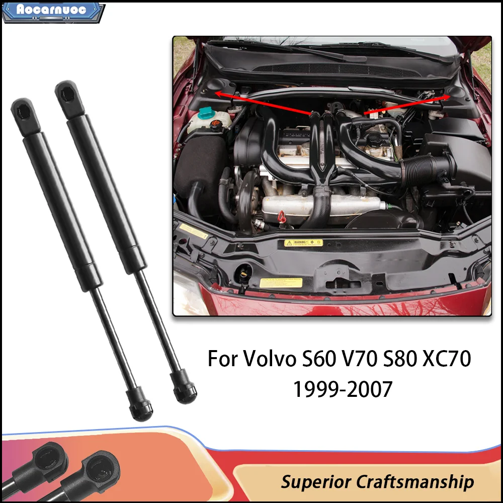 For Volvo S60 V70 S80 XC70 1999-2007 2Pcs Car Bonnet Hood Lift Supports Shock Piston Struts