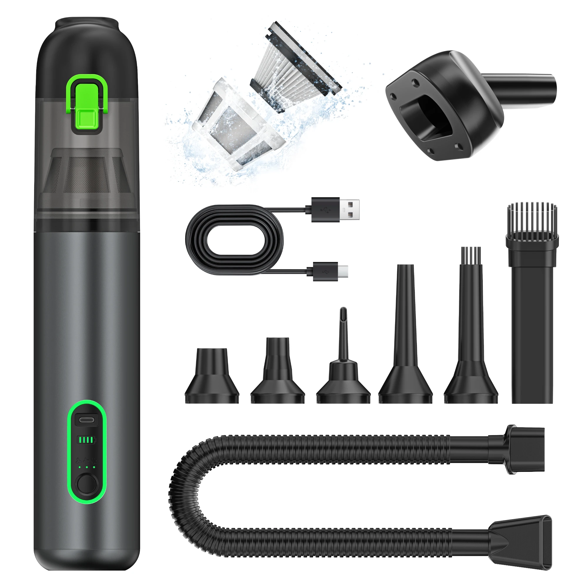 Portable Cordless Car Vacuum Cleaner, Powerful  22kpa Suction Power 6000mah Blower&vacuum Cleaner 2 in 1 Car Vacuum Cleaner