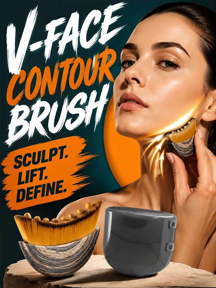 Face Massage Brush V Line Contour Brush with Storage Box Soft Bristle Facial Care Tool for Jawline Massage