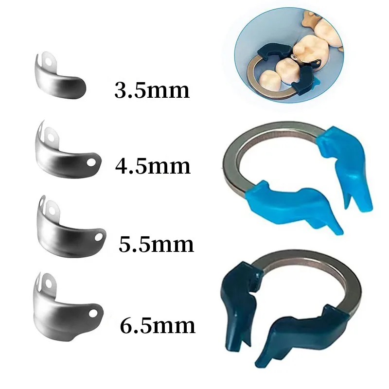 Sectional Matrix System Kit – Contoured M4 Bands, NiTi Universal/Narrow Retainer Rings, Autoclavable Dental Tools