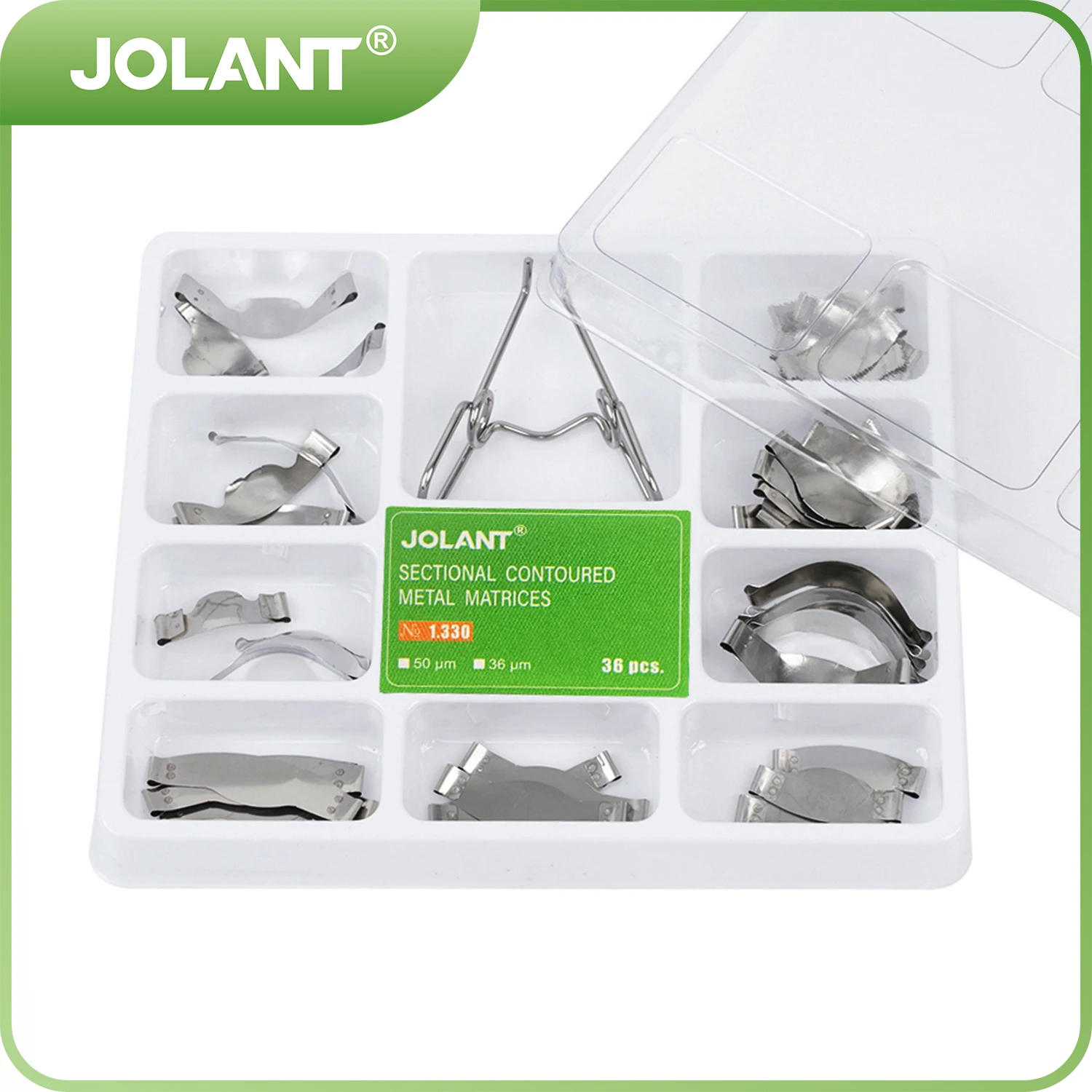 JOLANT Dental Sectional Contoured Metal Matrices Matrix with Springclip 1.330 Band Resin Clamping/Seperating Ring Dentist Tool
