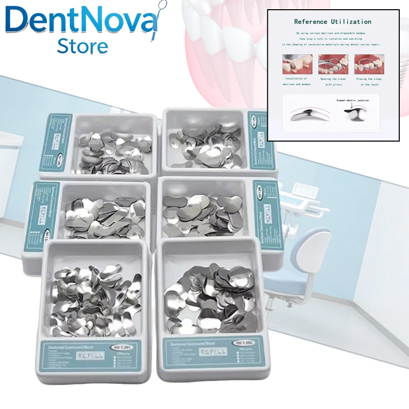 Dental Matrix Contoured Sectional Matrix Kit Steel Bands Rings Teeth Forming Matrices Orthodontic Supplies Lab Tool
