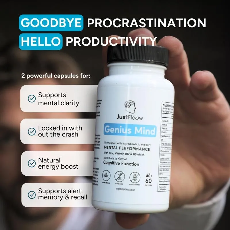 Genius Mind Nootropic Brain Supplement - Energy Levels, Focus & Memory Function, Support Cognitive Function